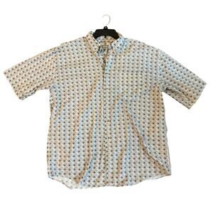 Vintage Bruno Chiamare 100% Cotton Tan and Brown Button Down Shirt Mens XL EUC